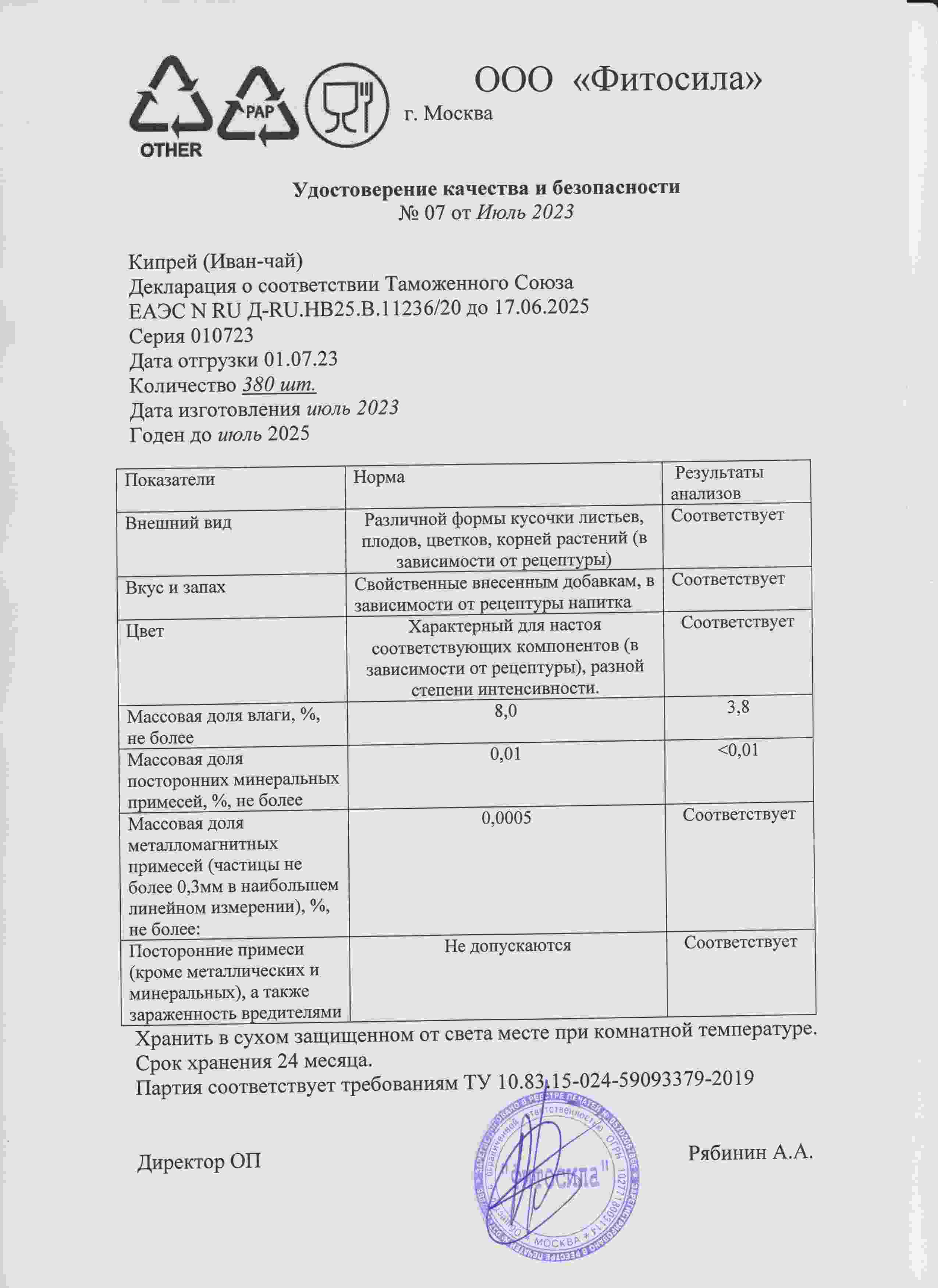 Паспорт №010723